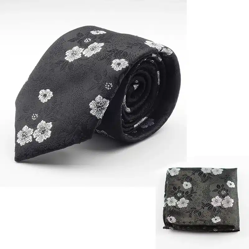 GUSLESON New Design Silk Tie Set for Men 7cm Tie Men Handkerchief Necktie Cravate Man Corbatas Hombre Floral Slim Wedding Tie 17
