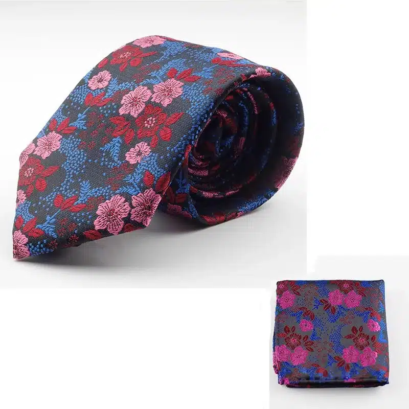GUSLESON New Design Silk Tie Set for Men 7cm Tie Men Handkerchief Necktie Cravate Man Corbatas Hombre Floral Slim Wedding Tie 18