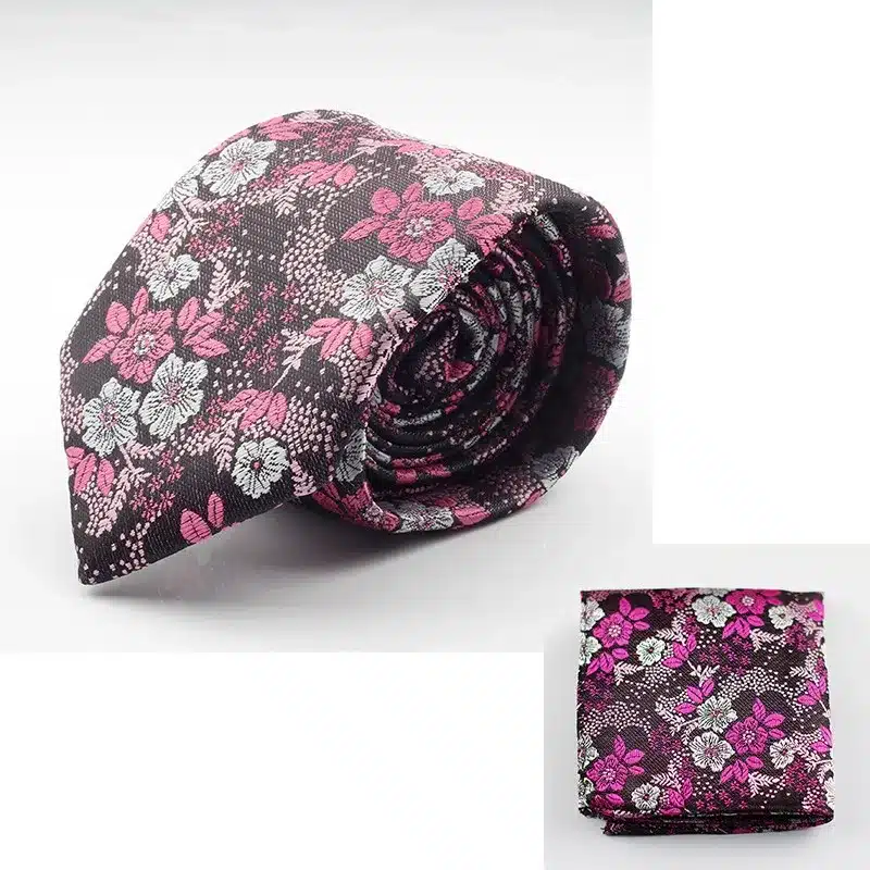 GUSLESON New Design Silk Tie Set for Men 7cm Tie Men Handkerchief Necktie Cravate Man Corbatas Hombre Floral Slim Wedding Tie 19