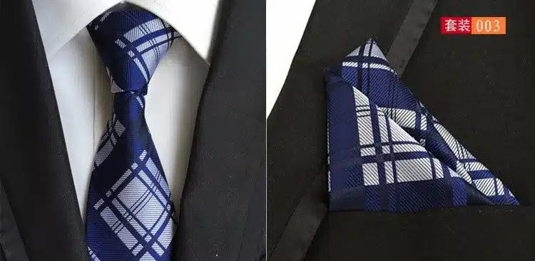 GUSLESON Mens Fashion Tie Hanky Set 8cm Silk Necktie Handerchief Business Gravata Men Ties Plaid Stripes Paisley Casual Tie 16