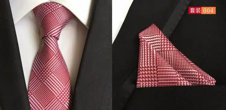 GUSLESON Mens Fashion Tie Hanky Set 8cm Silk Necktie Handerchief Business Gravata Men Ties Plaid Stripes Paisley Casual Tie 17