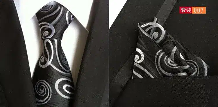 GUSLESON Mens Fashion Tie Hanky Set 8cm Silk Necktie Handerchief Business Gravata Men Ties Plaid Stripes Paisley Casual Tie 20