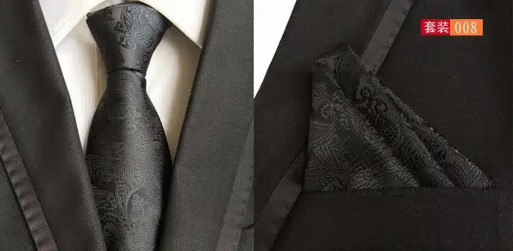 GUSLESON Mens Fashion Tie Hanky Set 8cm Silk Necktie Handerchief Business Gravata Men Ties Plaid Stripes Paisley Casual Tie 21