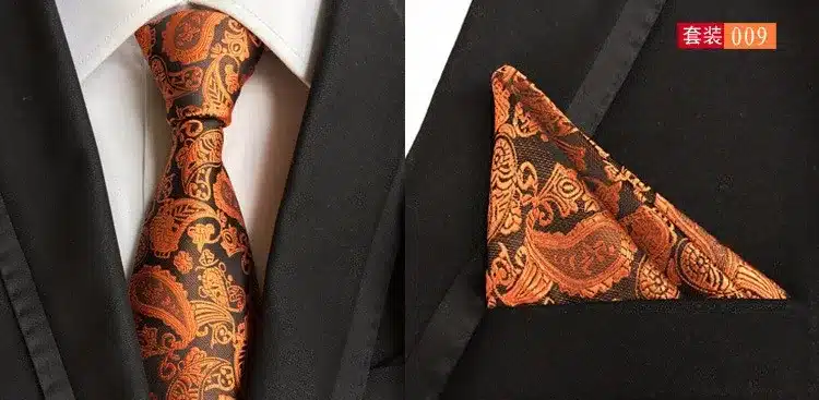 GUSLESON Mens Fashion Tie Hanky Set 8cm Silk Necktie Handerchief Business Gravata Men Ties Plaid Stripes Paisley Casual Tie 22