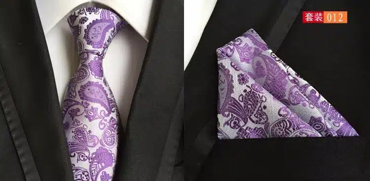 GUSLESON Mens Fashion Tie Hanky Set 8cm Silk Necktie Handerchief Business Gravata Men Ties Plaid Stripes Paisley Casual Tie 25