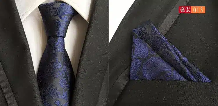 GUSLESON Mens Fashion Tie Hanky Set 8cm Silk Necktie Handerchief Business Gravata Men Ties Plaid Stripes Paisley Casual Tie 26