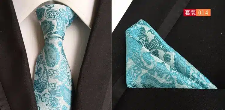 GUSLESON Mens Fashion Tie Hanky Set 8cm Silk Necktie Handerchief Business Gravata Men Ties Plaid Stripes Paisley Casual Tie 27