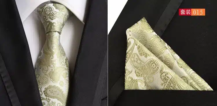GUSLESON Mens Fashion Tie Hanky Set 8cm Silk Necktie Handerchief Business Gravata Men Ties Plaid Stripes Paisley Casual Tie 28