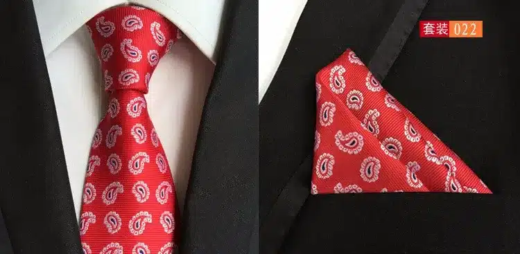 GUSLESON Mens Fashion Tie Hanky Set 8cm Silk Necktie Handerchief Business Gravata Men Ties Plaid Stripes Paisley Casual Tie 34