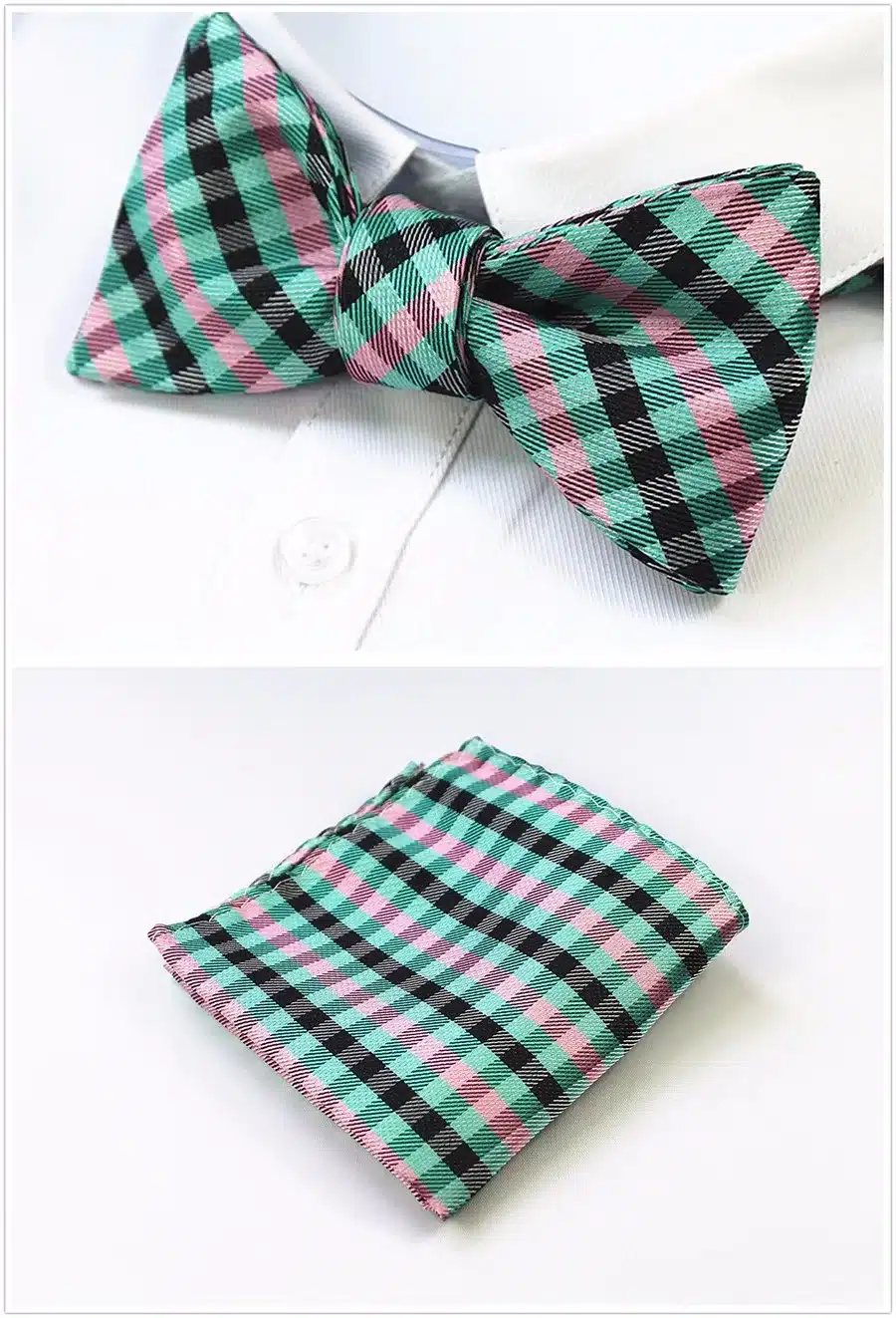 GUSLESON New Design Self Bow Tie And Hanky Set Silk Jacquard Woven Men BowTie Pocket Square Handkerchief Suit Wedding Party 18