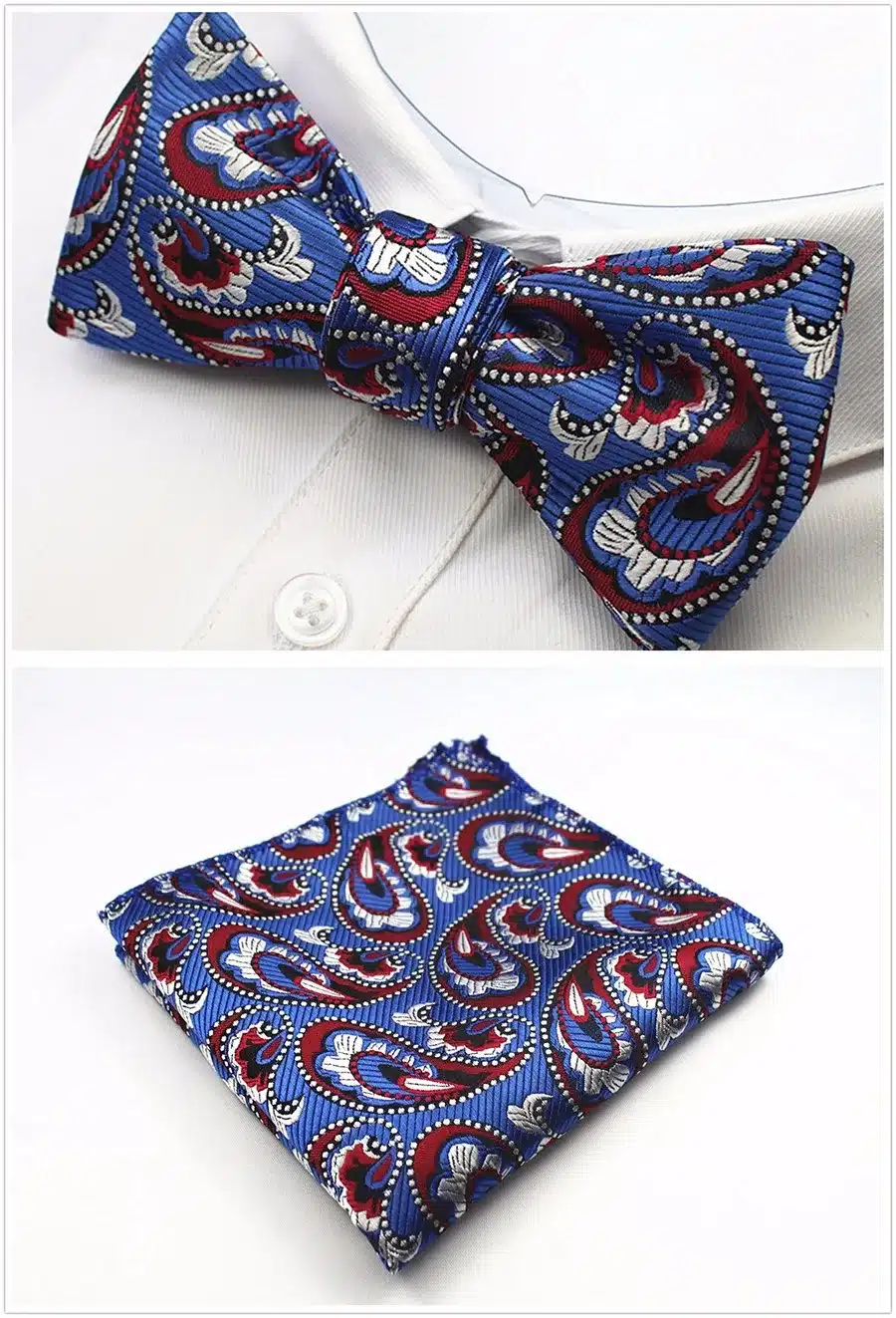 GUSLESON New Design Self Bow Tie And Hanky Set Silk Jacquard Woven Men BowTie Pocket Square Handkerchief Suit Wedding Party 22