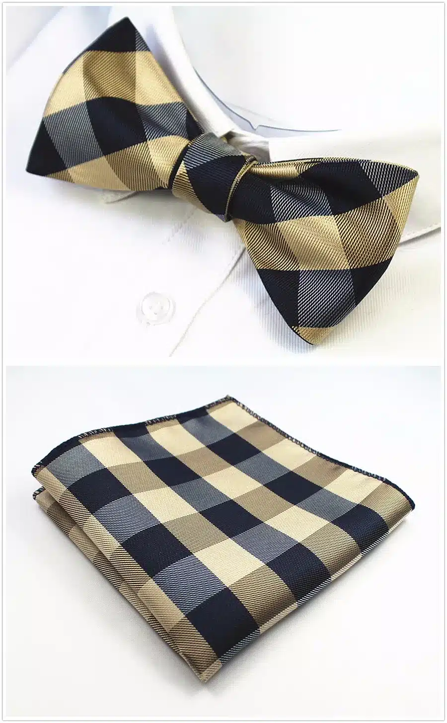 GUSLESON New Design Self Bow Tie And Hanky Set Silk Jacquard Woven Men BowTie Pocket Square Handkerchief Suit Wedding Party 38