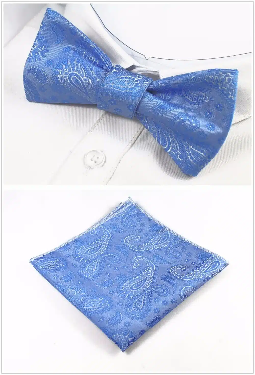 GUSLESON New Design Self Bow Tie And Hanky Set Silk Jacquard Woven Men BowTie Pocket Square Handkerchief Suit Wedding Party 42