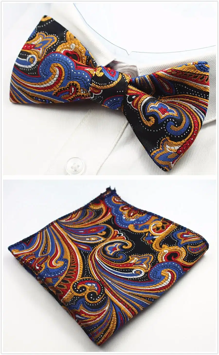 GUSLESON New Design Self Bow Tie And Hanky Set Silk Jacquard Woven Men BowTie Pocket Square Handkerchief Suit Wedding Party 45