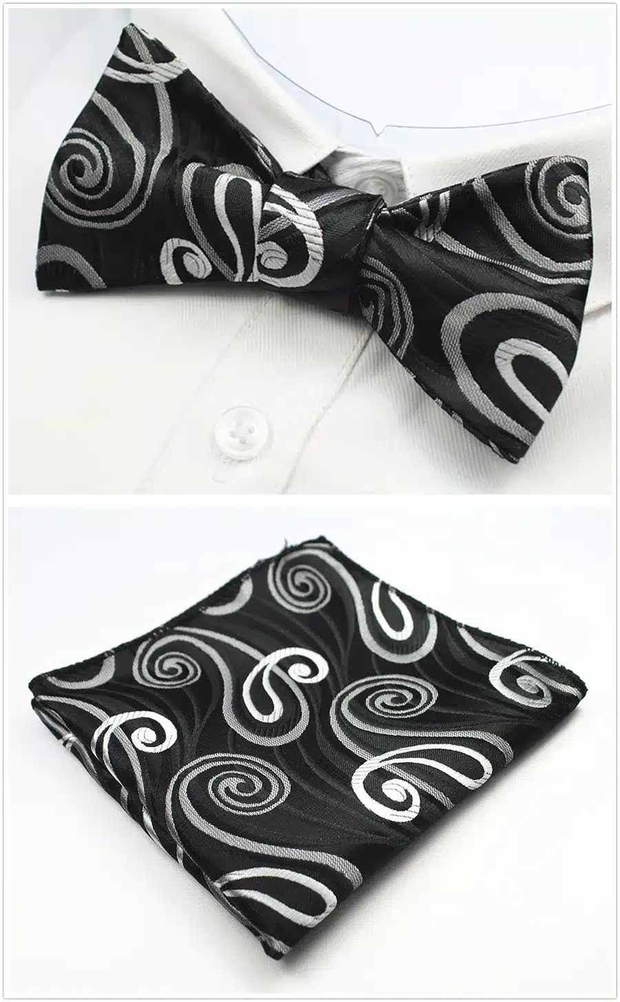GUSLESON New Design Self Bow Tie And Hanky Set Silk Jacquard Woven Men BowTie Pocket Square Handkerchief Suit Wedding Party 47