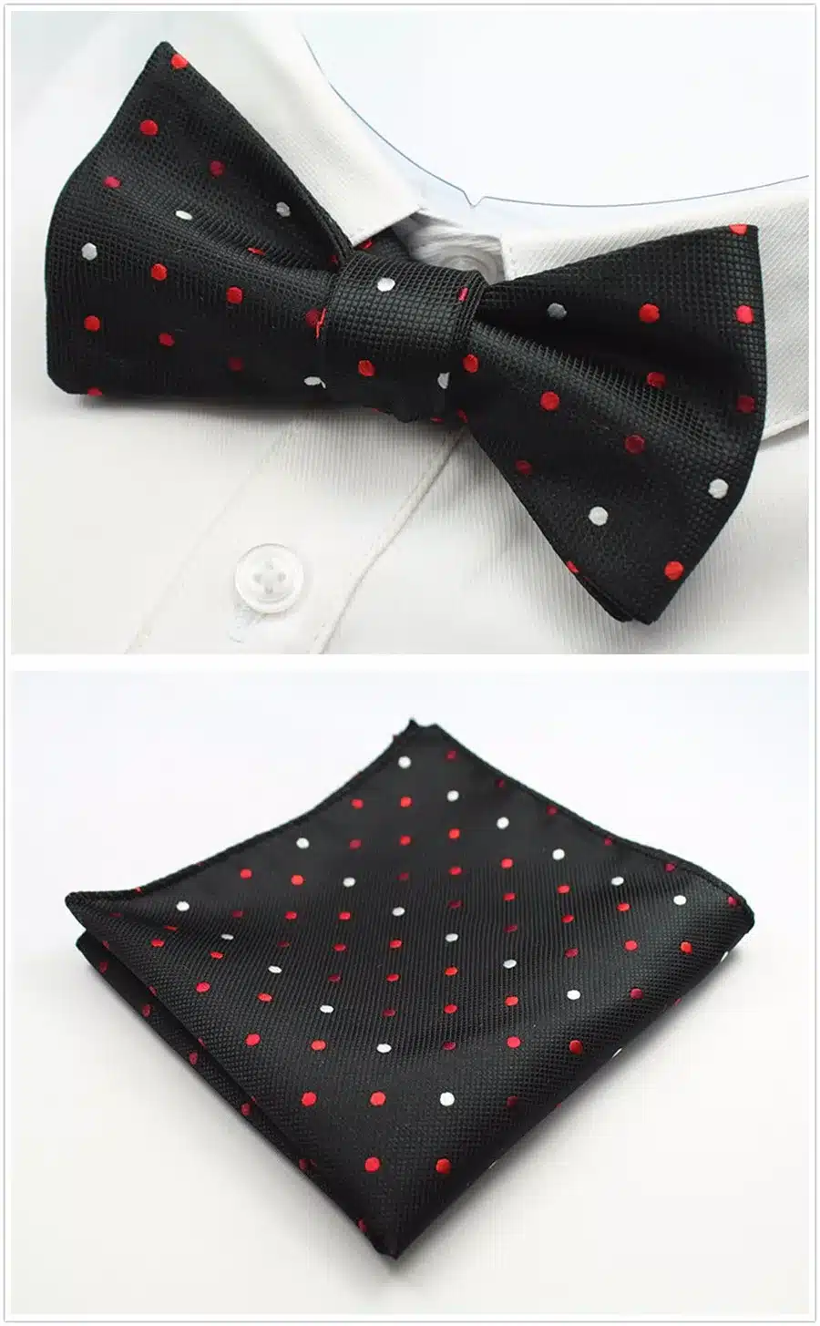GUSLESON New Design Self Bow Tie And Hanky Set Silk Jacquard Woven Men BowTie Pocket Square Handkerchief Suit Wedding Party 51