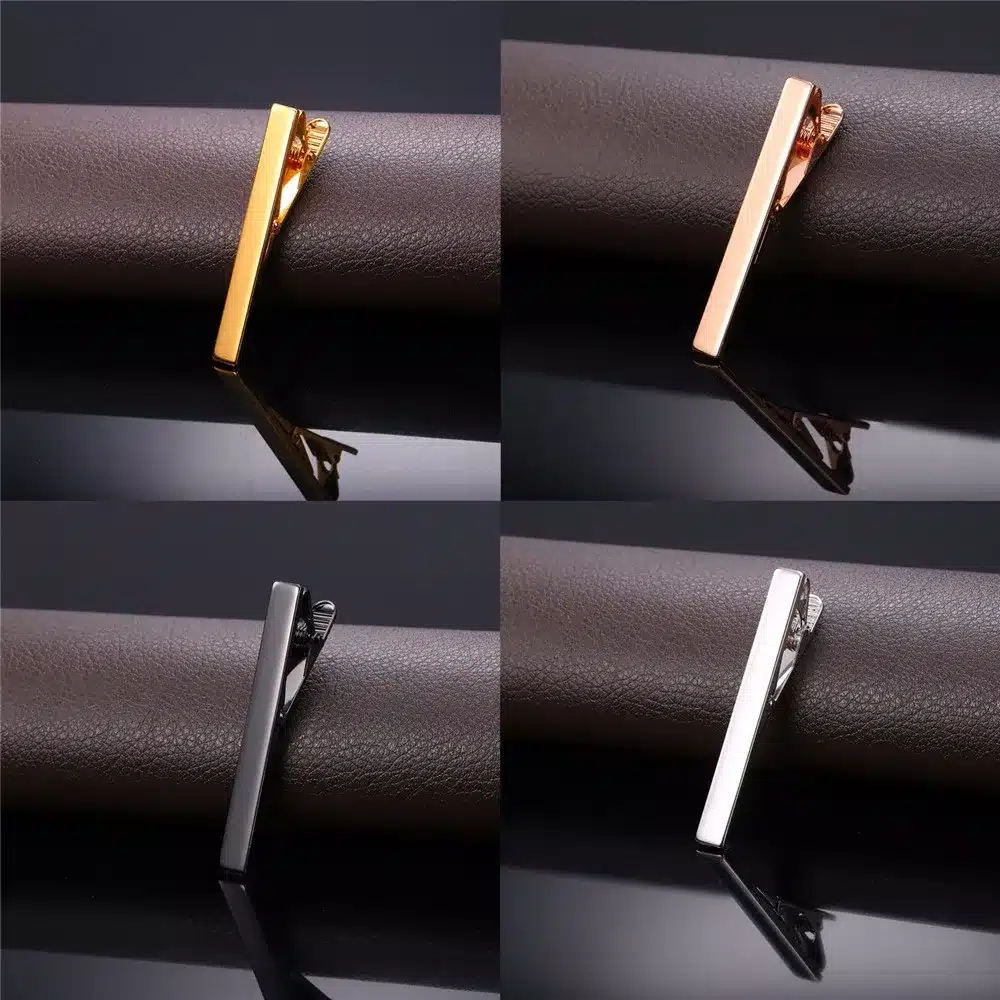 U7 Tie Clip Set 4PCS Classic Simple Style Gold/Rose Gold/Black/Silver Color Male Business Necktie Clip Clasp Men Jewelry TC001 12
