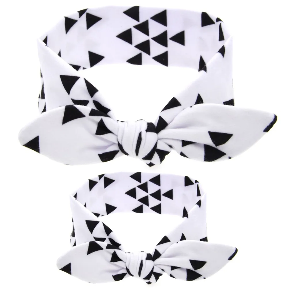 2PC/Set Mom Rabbit Ears Hair Ornaments Tie Bow Headband Hair Hoop Stretch Knot Bow Cotton Headbands Hair Accessories 19