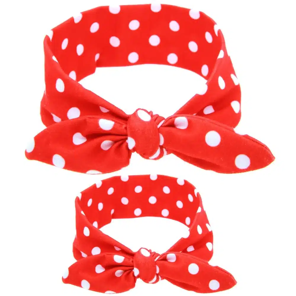 2PC/Set Mom Rabbit Ears Hair Ornaments Tie Bow Headband Hair Hoop Stretch Knot Bow Cotton Headbands Hair Accessories 20