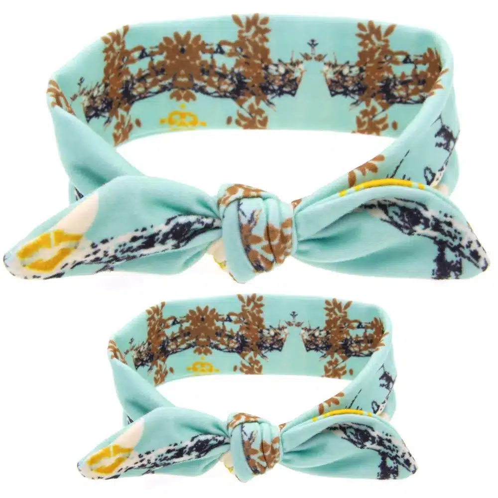 2PC/Set Mom Rabbit Ears Hair Ornaments Tie Bow Headband Hair Hoop Stretch Knot Bow Cotton Headbands Hair Accessories 23