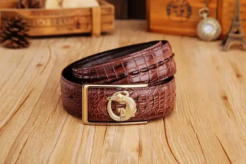 2017 brand new all-matched men's gold belt cowboy classic crocodile stylish belts men smooth buckle waist strap jeans 10
