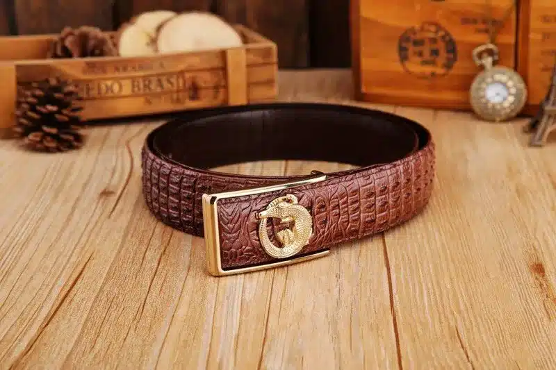 2017 brand new all-matched men's gold belt cowboy classic crocodile stylish belts men smooth buckle waist strap jeans 11
