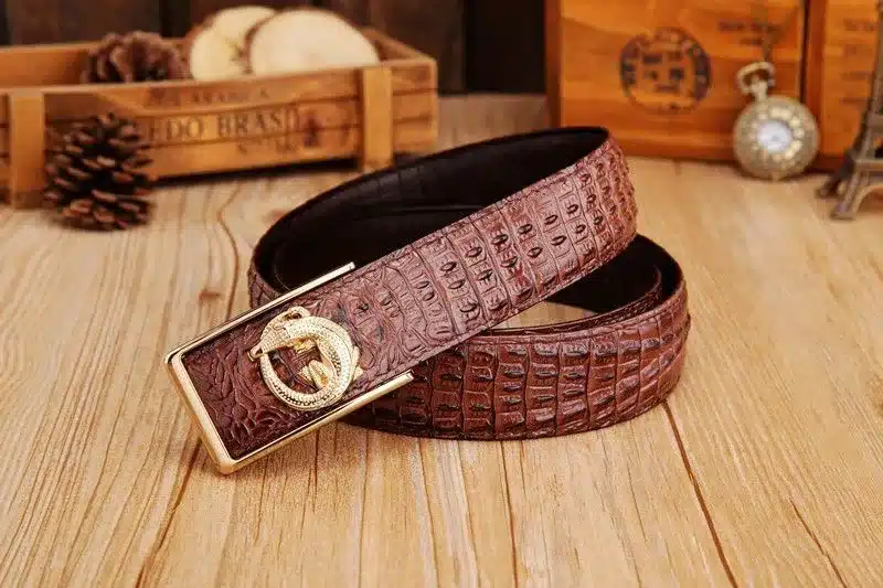 2017 brand new all-matched men's gold belt cowboy classic crocodile stylish belts men smooth buckle waist strap jeans 12