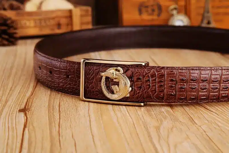 2017 brand new all-matched men's gold belt cowboy classic crocodile stylish belts men smooth buckle waist strap jeans 13
