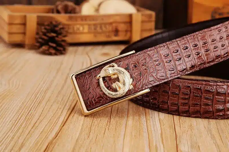 2017 brand new all-matched men's gold belt cowboy classic crocodile stylish belts men smooth buckle waist strap jeans 14