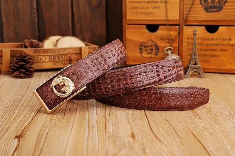 2017 brand new all-matched men's gold belt cowboy classic crocodile stylish belts men smooth buckle waist strap jeans 15