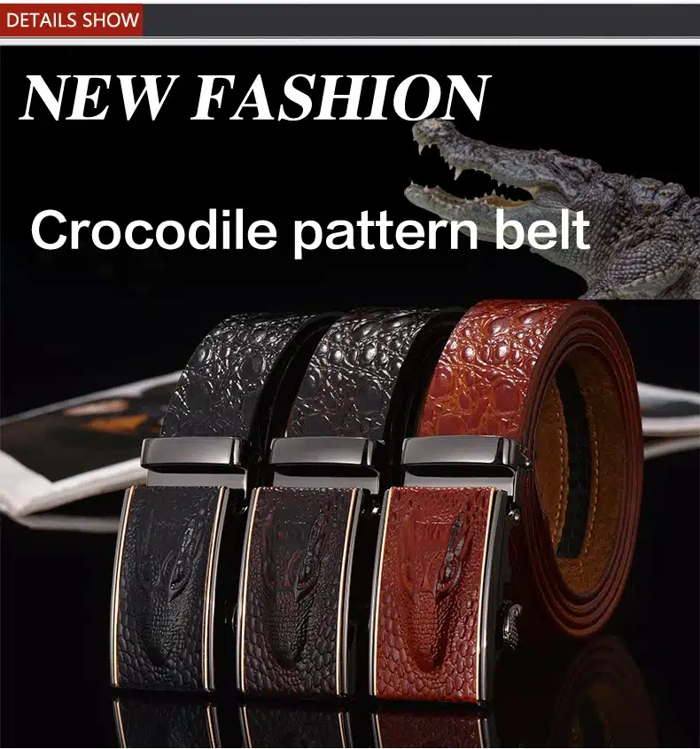DINISITON Hot Sale Men belts Luxury Genuine Leather Crocodile designer High Quality Automatic Belt Man Buckle Real Cowhide Jeans 6