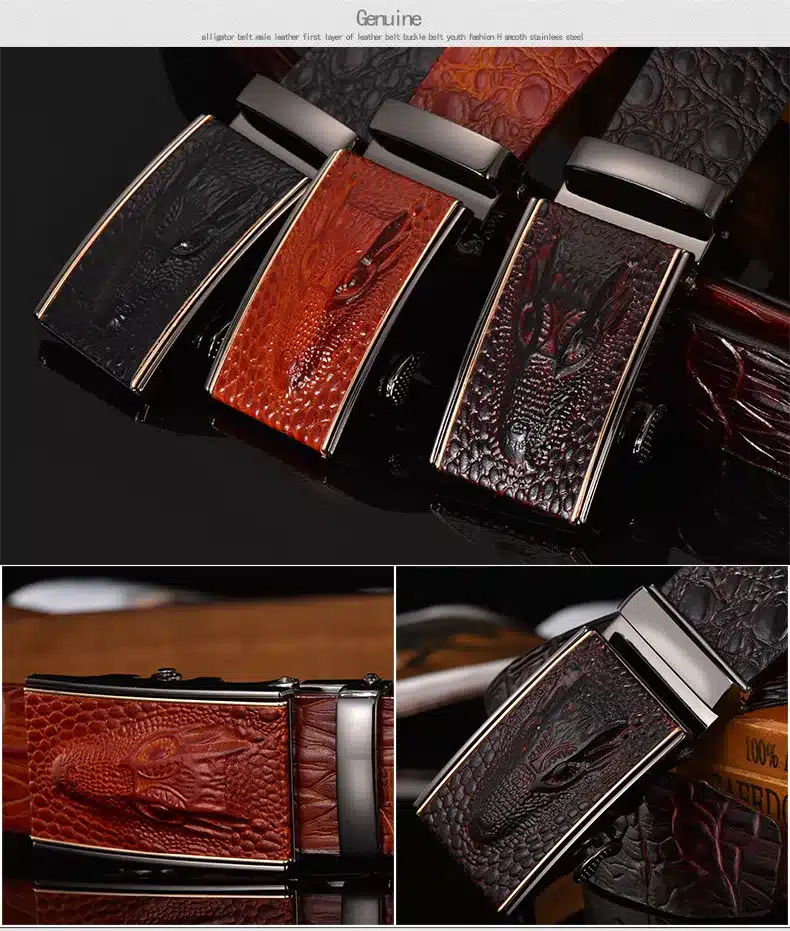 DINISITON Hot Sale Men belts Luxury Genuine Leather Crocodile designer High Quality Automatic Belt Man Buckle Real Cowhide Jeans 7