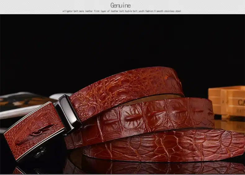 DINISITON Hot Sale Men belts Luxury Genuine Leather Crocodile designer High Quality Automatic Belt Man Buckle Real Cowhide Jeans 16