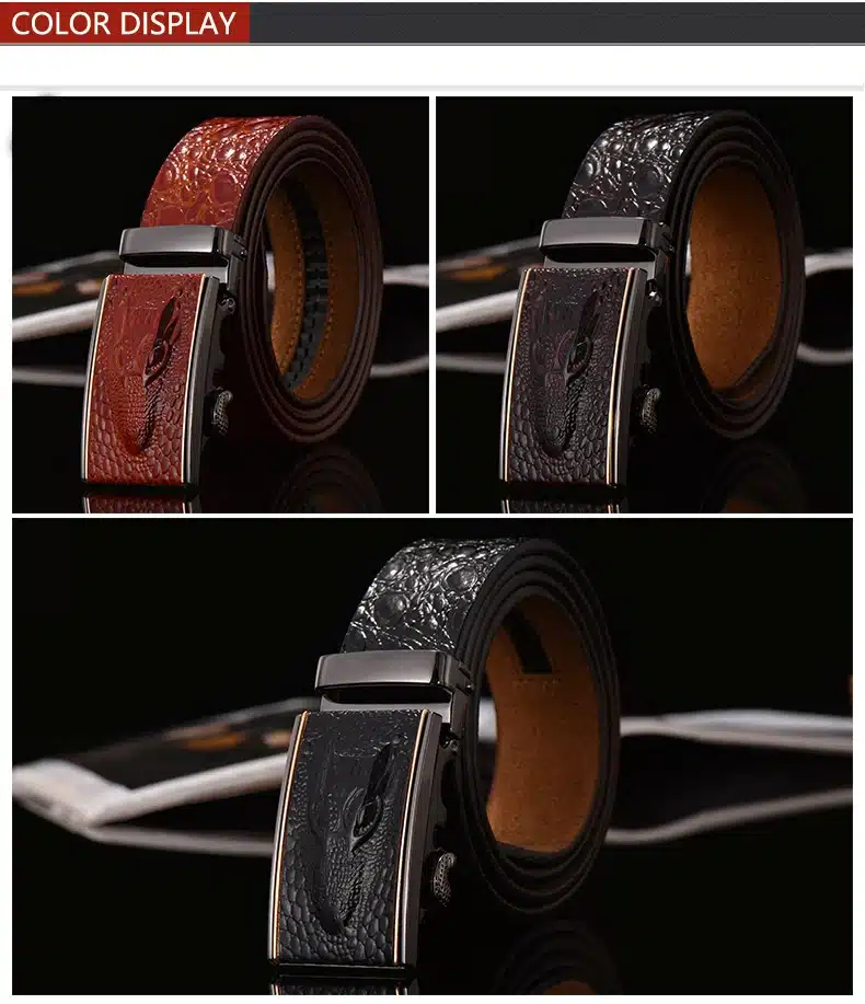 DINISITON Hot Sale Men belts Luxury Genuine Leather Crocodile designer High Quality Automatic Belt Man Buckle Real Cowhide Jeans 17