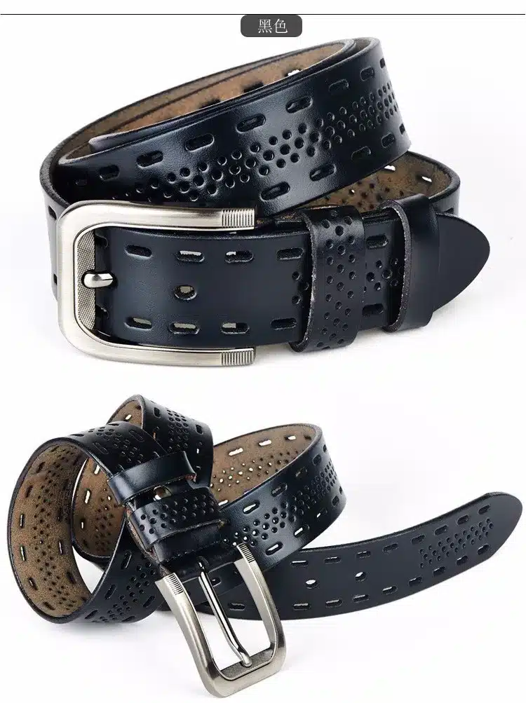 VACHECUIR Top Brand Luxury 100% Genuine Leather Men's Belts,Casual Design Mens Hollow Ventilate Belt For Men,Hip Jeans Belts Q3 13