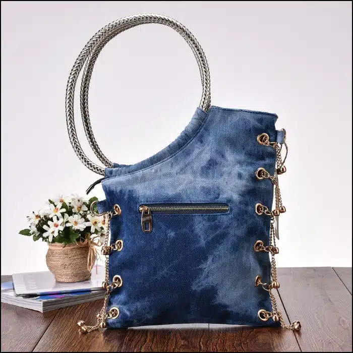 KISS KAREN Luxury Rhinestone Rivets Fashion Denim Women Totes Jeans Womens Shoulder Bags Lady Handbags Designer Tote Bag 10