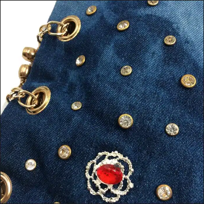 KISS KAREN Luxury Rhinestone Rivets Fashion Denim Women Totes Jeans Womens Shoulder Bags Lady Handbags Designer Tote Bag 13