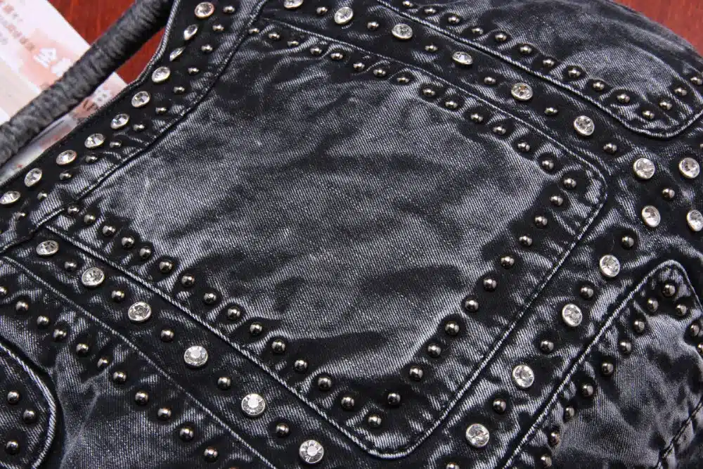 New Vintage Fashion Elegant Zipper Shine Rhinestone Denim Jeans Women HandBags Evening Bags Totes Female Shoulder Message Bag 8