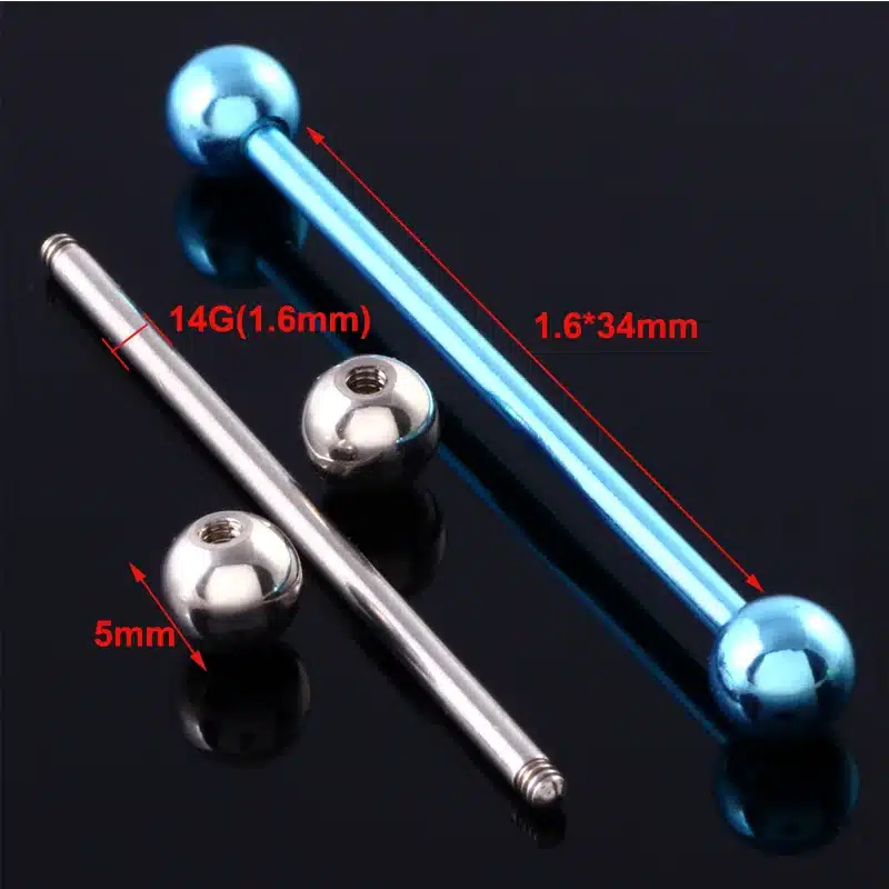 1 Pc 1.6*34+5mm Stainless Steel Industrial Piercing Ear Cartilage Stud Earring Barbell Straight Ear Piercings Barbell Jewelry 12