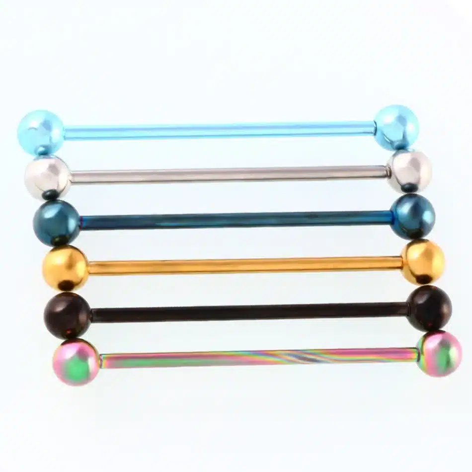 1 Pc 1.6*34+5mm Stainless Steel Industrial Piercing Ear Cartilage Stud Earring Barbell Straight Ear Piercings Barbell Jewelry 14