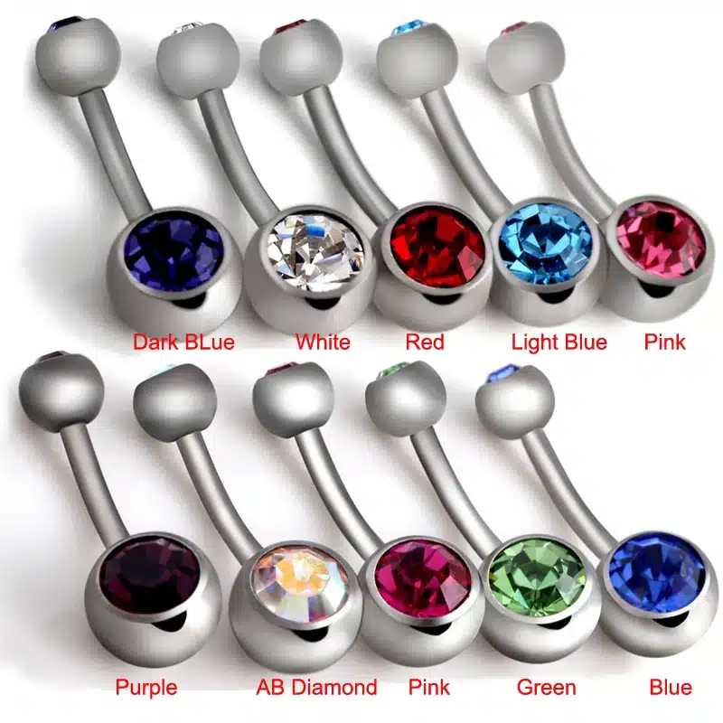 Fashion New Band 1 PC Navel Piercing Earrings Anti Allergy Titanium With Zircon Ball Navel Earrings Friend New Year Gift 11