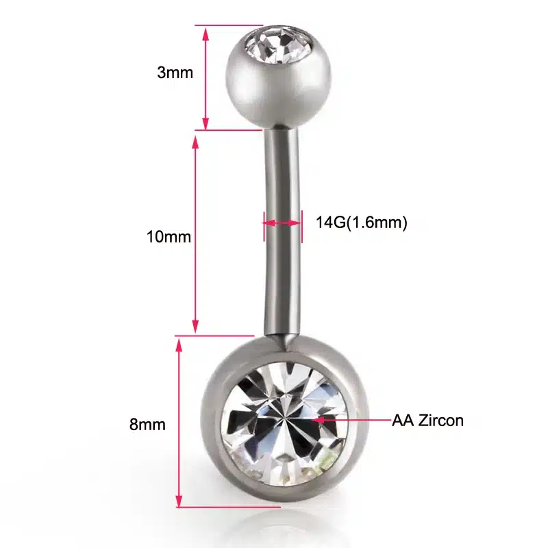 Fashion New Band 1 PC Navel Piercing Earrings Anti Allergy Titanium With Zircon Ball Navel Earrings Friend New Year Gift 12