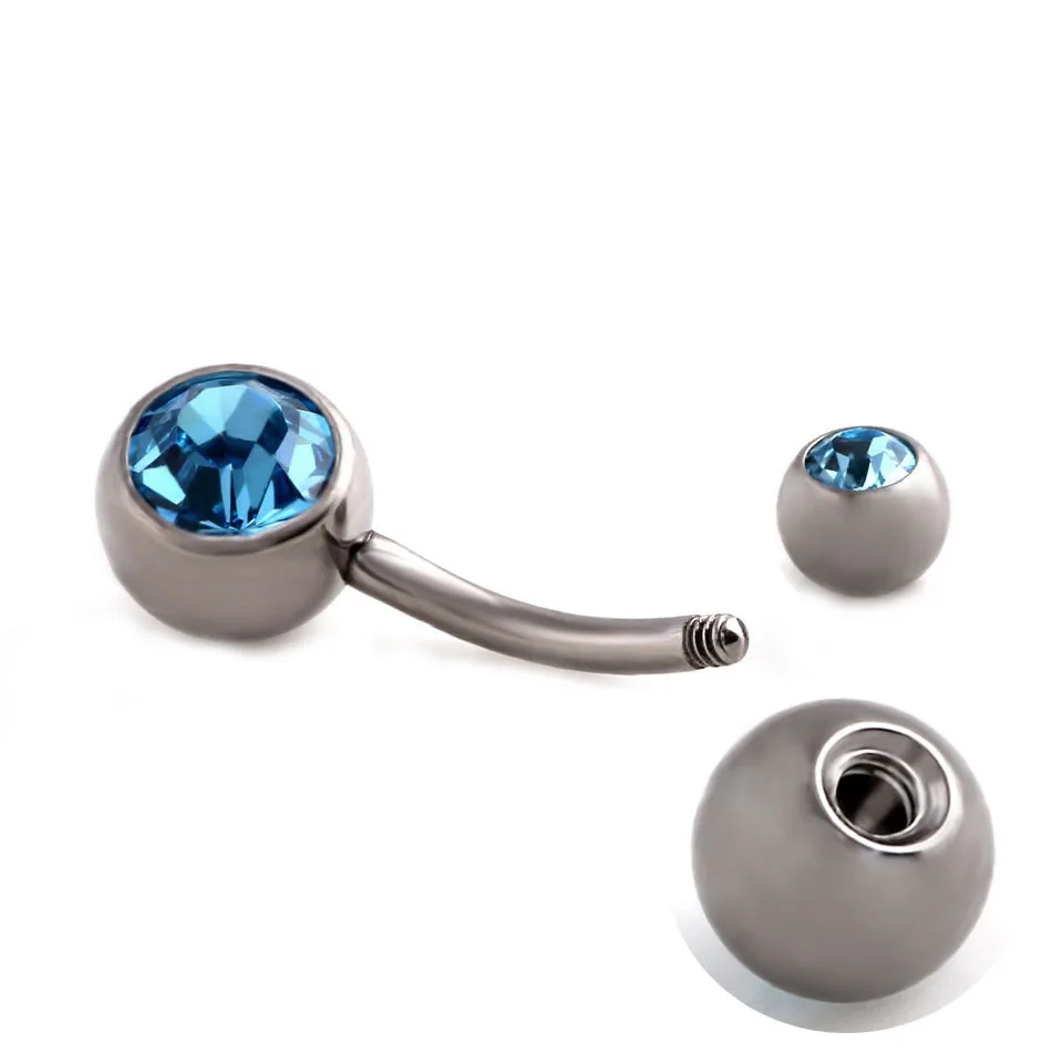 Fashion New Band 1 PC Navel Piercing Earrings Anti Allergy Titanium With Zircon Ball Navel Earrings Friend New Year Gift 17