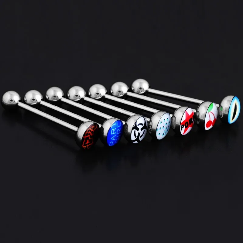 1pc I lOVE Sex Tongue Piercing langue Nipple Piercing, Hot Words Tongue Rings for women Surgical Steel 1.6*18mm Oil Drop 5