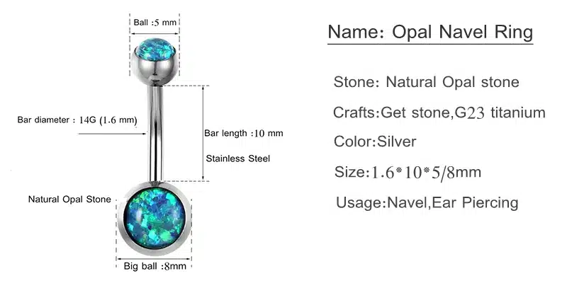 1 Pc Opal Stone Belly Button Rings Sexy Woman Belly Piercing Barbell Surgical Steel Navel Piercing Women Fashion Body Jewelry 16