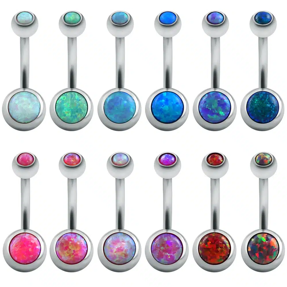 1 Pc Opal Stone Belly Button Rings Sexy Woman Belly Piercing Barbell Surgical Steel Navel Piercing Women Fashion Body Jewelry 17