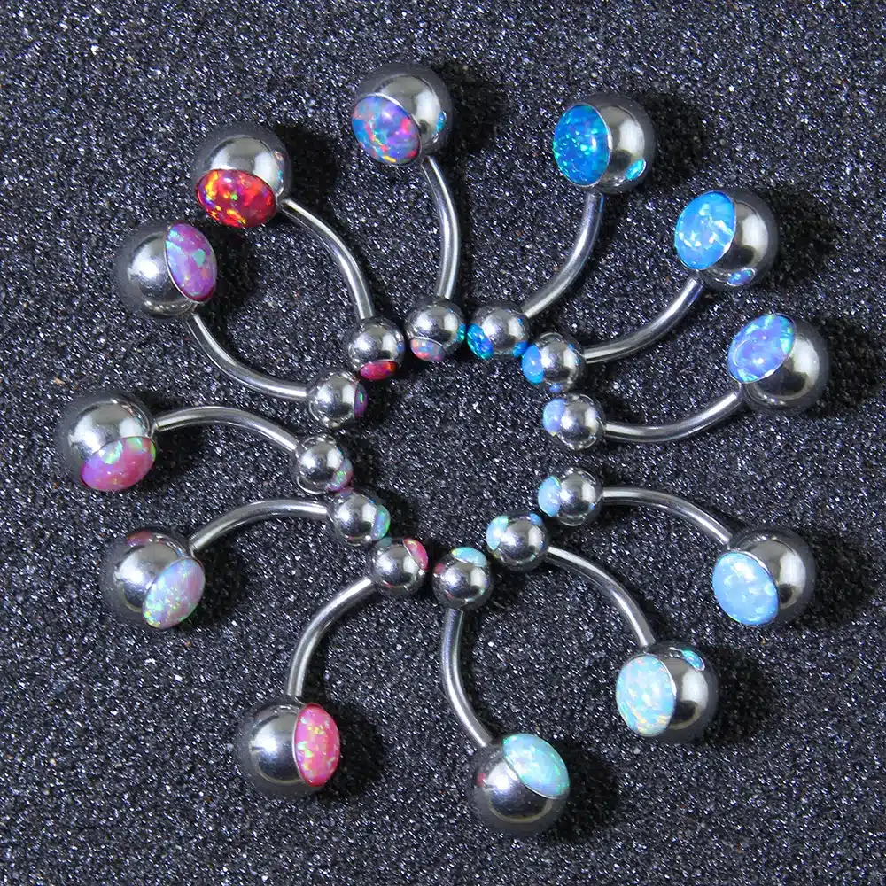 1 Pc Opal Stone Belly Button Rings Sexy Woman Belly Piercing Barbell Surgical Steel Navel Piercing Women Fashion Body Jewelry 20
