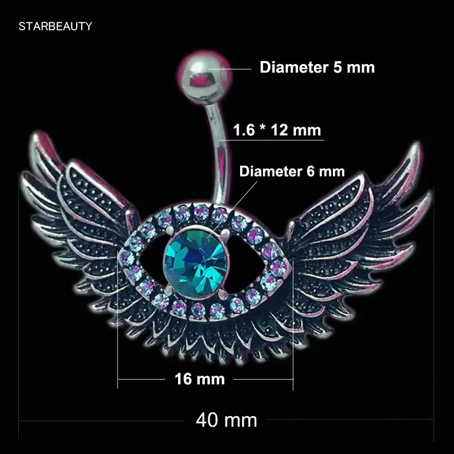 Starbeauty Angel Wing Navel Piercing Nombril Blue Crystal Eye Belly Button Rings Body Jewelry Pircing Belly Piercing Ombligo 15