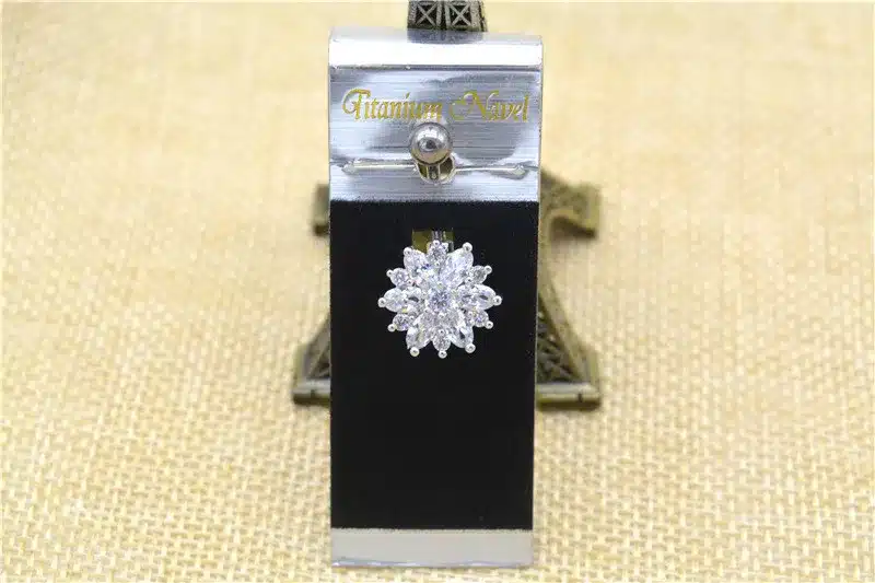 G23titan Rhinestone Flower Belly Button Ring Anti-allergic Body Jewelry Piercings Navel Rings Ombligo Bikini Women Girls Beach 13