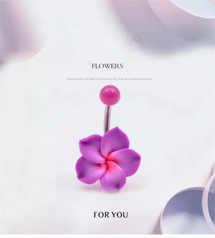 BODY PUNK Belly Button Rings Body Jewelry 1 Pcs Purple Flower Soft Clay Piercings Jewelry Navel Piercing Helix ombligo nombril 10